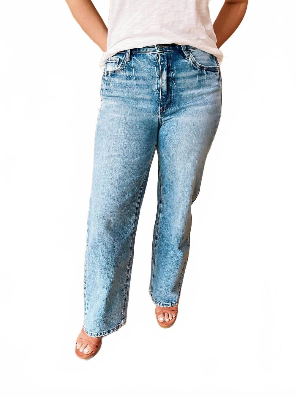 NEW FLYING MONKEY elise 90s wide leg jeans in medium wash